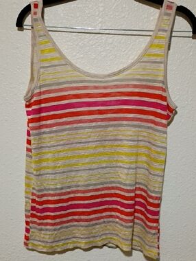 Abound Striped Scoop Neck Tank Top - Pink, Red, Yellow